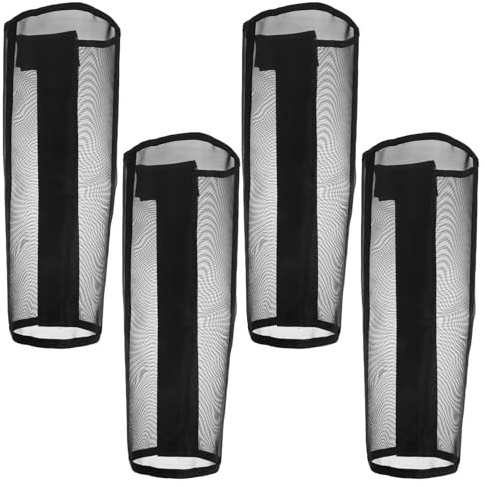 GANAZONO Protector para Patas de Caballo 4 Piezas, Botas Antimoscas Ajustables Negras, Malla Transpirable Ligera, Funda Deportiva para Verano, Protección contra Mosquitos y Moscas