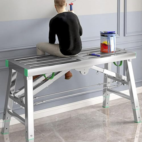Torre de andamio multiusos con certificación CE, plataforma de trabajo de 160 cm con escalones antideslizantes y bolsa portátil para un uso seguro multiusos (tamaño: 140 cm)