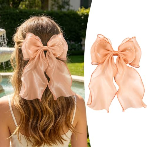 Barrette à cheveux, nœud orange, accessoire capillaire pour femmes et filles