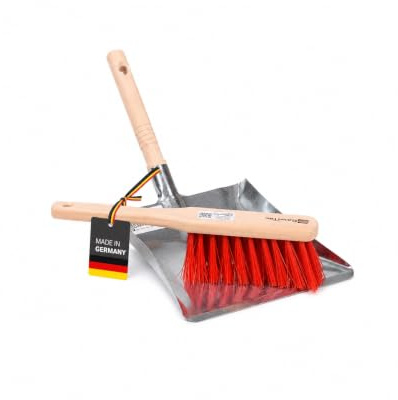 Robuste Kehrgarnitur Set Handfeger Kehrschaufel rote Borsten Kehrblech | Qualitäts Kehrgarnitur, Stabile robuste Ausführung, rote Elaston-Borsten, Länge 280mm