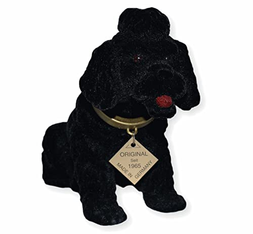 RAKSO Wackel Figur Hund Pudel Wackelfigur H 13 cm schwarz klein Dekofigur mit Wackelkopf