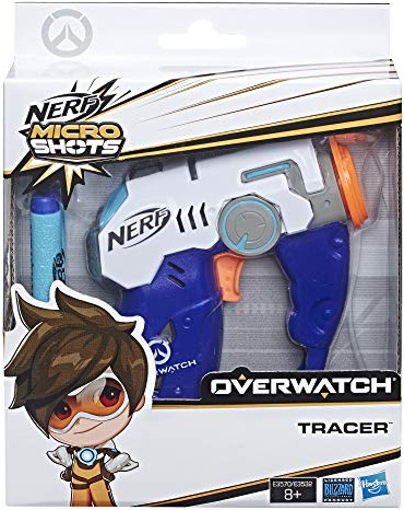 Nerf - Nerf MicroShots Overwatch Tracer und Official Nerf Darts 1, Klassiker-Blaster im Mikroformat