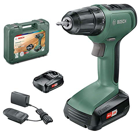 Bosch Home and Garden 06039C8005 Atornillador UniversalDrill 18 (2 baterías, sistema de 18 V, en estuche), (L x B x H) 10.4 mm x 38.4 cm x 29.1 cm