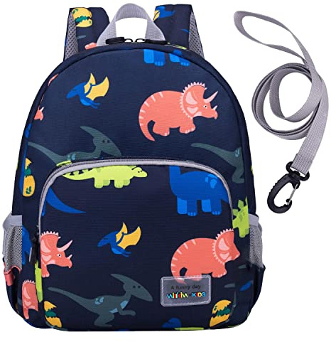 willikiva 3D Dinosaur Backpack Toddler Backpacks for Boys and Girls Kids Backpack Waterproof Preschool Safety Harness Leash (Deep Blue)