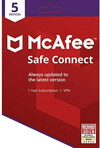 McAfee Safe Connect Premium VPN PC & Mobile Security | 5 Devices | 1 Year