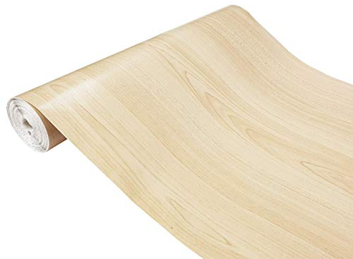 Klebefolie Möbel 45x200 cm | Möbelfolie selbstklebend in Holzoptik | Folie für Möbel zur einfachen Renovierung von Türen, Tischen und Regalen | Klebefolie dekorativ und abwaschbar | Beiger Ahorn