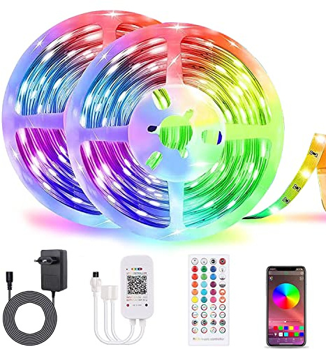 ALED LIGHT 20M RGB LED Streifen Bluetooth, LED Strip Lichtband 5050 Stripes App Sync mit Musik Flexible LED Leiste Bänder Strips mit Fernbedienung LED Band Lichterkette Lichtstreifen Dekoration