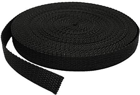 GGZZ 1 Roll 10 Yards 0.75 Inch Wide Flat Nylon Webbing Strap for DIY Making Luggage Strap, Dog Leashes, Lawn Chairs, Hammocks, Towing, Outdoor Activities, Canoe Seat, Furniture, Slings - Black