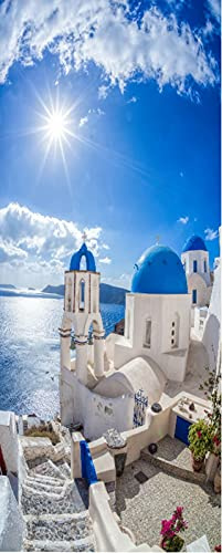 A.Monamour Türtapete Selbstklebend Türfolie Türposter 3D Dorf Oia Auf Der Insel Santorini In Griechenland Vinyl Folie Türdeko Tapete Wandbild Türaufkleber Türtattoo 85 x 200 cm