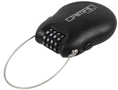 ELTIN Fahrrad-Zahlenschloss 70 x 1000 – Caiman-Schloss – einziehbares Stahlseil – Schwarz