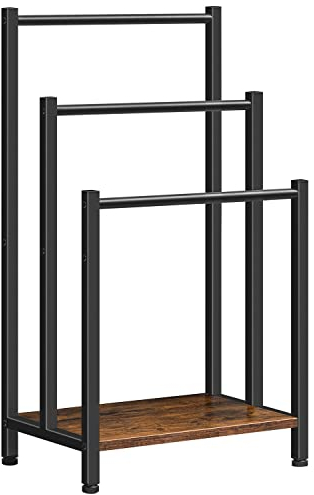 HOOBRO Handtuchständer, Handtuchhalter Freistehend für Badezimmer, Handtuchleiter stehend mit 3 stangen, für Badetücher, Kleidung, Decken, Zeitungen, platzsparend, Industriestil EBF03LB01