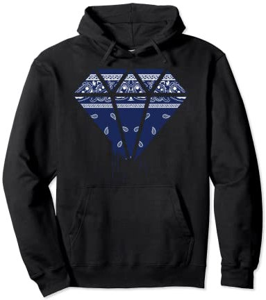 Herren White Street Wear Hip Hop Marineblau Bandana Kleidung Pullover Hoodie