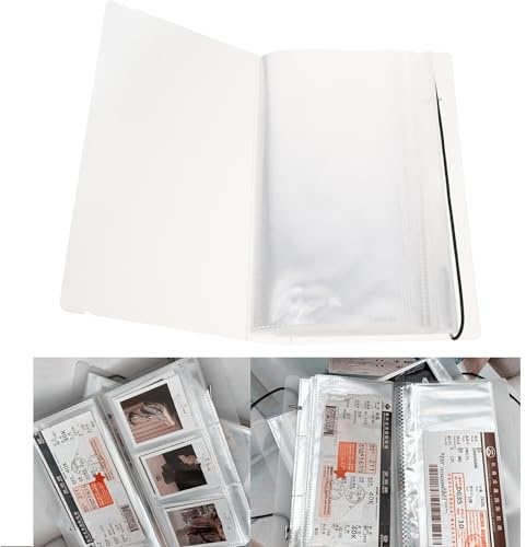 STOBAZA Ticket Collection Booklet 8.85X4.92 Inch Multi-Functional Flight Ticket Binder with Transparent Sleeves for Movie Concert and Event Storage Organizer