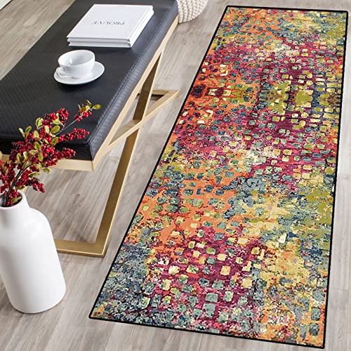 Single tree forest Teppichläufer Modern Küchenläufer Niederflor Flurläufer,Bunter Modern Geometrisch rutschfest Waschbar,für Korridor,Schlafzimmer,Innen Wohnzimmer,Küche - Anpassbar
