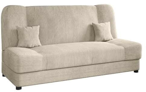 Mirjan24 Schlafsofa Jonas Cord, Sofa mit Bettkasten und Schlaffunktion, Bettsofa, Dauerschläfer-Sofa, Schlafcouch, Materialmix, Couch vom Hersteller, Wohnlandschaft (Poso 100)