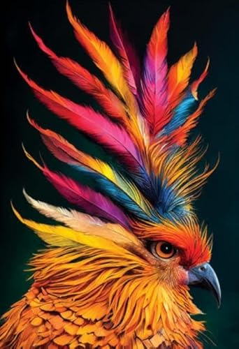Acryl-Bild 30 x 40 cm: Porträt eines mehrfarbigen Vogels, Nahaufnahme, tropischer exotischer bunter Vogel, digitale Kunst. (192665816)