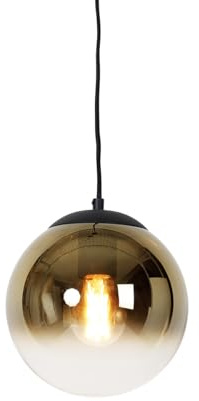 Qazqa Smart led Art Deco Pendelleuchte, Pendellampe - Pallon - Schwarz Gold, 2700K - 6500K, dimmbar, 20cm, Ideal als Flur, Küche lampe, Wohnzimmerlampe und Schlafzimmerlampe