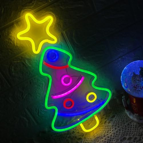 Decoración de neón de colores del árbol de navidad, interruptor controlable para regalos infantiles, decoración de habitaciones, fuente de alimentación USB 5v, tamaño 15,7 * 8,7 pulgadas