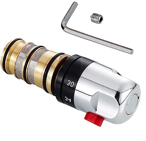 Thermostatmischer Ventil Reparatursatz, Messing Thermostat-Badearmatur Duscharmatur Kartuschenventil Griff Ersatz für Badewanne Dusche Mischbatterie