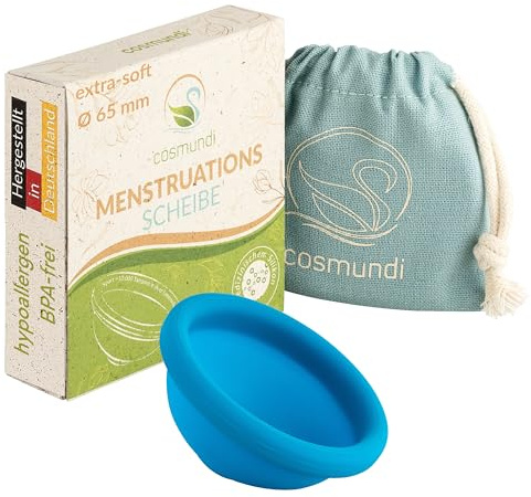 cosmundi Menstruationsscheibe aus medizinischem Silikon - Für Sport, Schwimmen & Intimität - Wiederverwendbare Menstrual Disc & nachhaltige Tampon Alternative - Wohlbefinden während der Periode - 65mm