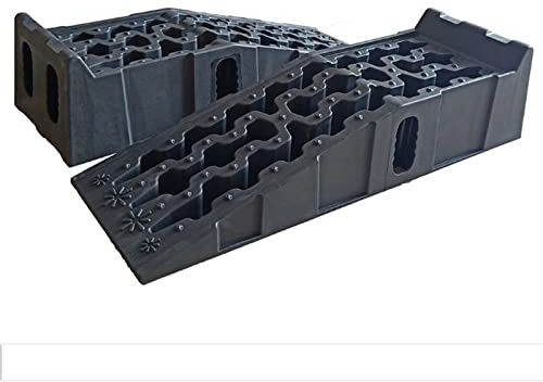 TESUGN 2 Stück Kunststoff Auffahrrampe Schwerlast Rampe, Auffahrrampe Schwerlast Hebebühne PKW Auffahrrampen-Set, PP Schwerlast Rampe bis 7.25Tonnen/16000lbs KFZ-Auffahrt Plattform