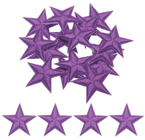 QUARKZMAN 15 Stück Sterne Flicken zum Aufbügeln, 2.9cm Patches zum Aufbügeln, Bestickte Aufnäher, Bügelbilder für Hut Kleidung Jeans Rucksäcke DIY Dekoration (Lila)