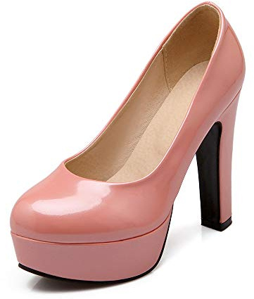 Women's Fashion Round Toe Stiletto Slip-on super alto con tacco alto da 12 cm, confortevole Easy Walking 3 cm Platform Evening Party Pumps for Women Big Size Z99-10s, Colore: rosa., 48 EU