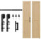 SKYSEN Bifold Sliding Door 3.3FT/100CM Folding Barn Door Hardware Kit with Double 46CM Interior Wooden Door， Closet Rail Roller Black Bifold Door Track Kit