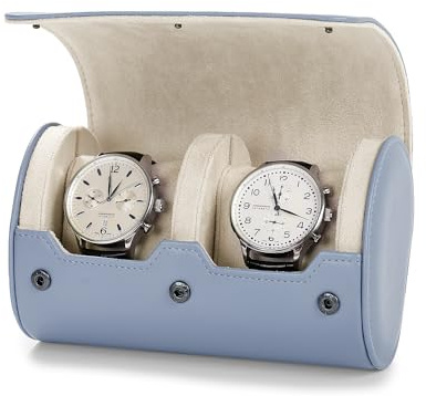 Oirlv Double Watch Box for Travel Watch Storage Case with Removable Pillows | Gift Organiser for 2 Watches, Watch Roll for Christmas, Valentine’s Day and Birthdays, for Men and Women