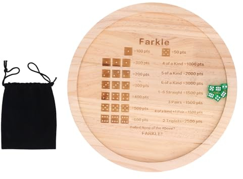 Keenso Farkle Würfeltablett, Klassisches Farkle-Würfelspiel, Rollendes Würfeltablett, Halter für Brettspiele, Tischspiele für Familien, Partys, Reisen (Rund 30cm)