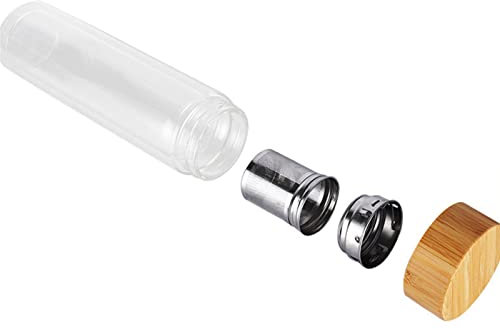 Tbest Botella de Infusor de té de Vidrio, Botella de té de Vidrio de Borosilicato de Doble Pared de 400 Ml con Filtro de Manga Protectora para café, Viaje, Hogar u Oficina