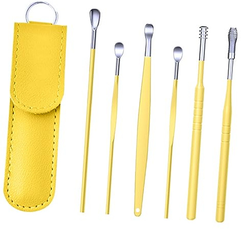Healvian 5sätze -ohrreinigungswerkzeugen Ergonomische Ohrenschmalz-entferner Mit Gelbem Etui Für Gründliche Ohrenreinigung