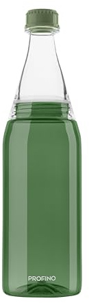 PROFINO Sparkle Trinkflasche 700 ml, Tritan, kohlensäuregeeignet, Grün | Wasserflasche, zweiteiliger Aufbau, Schraubverschluss, auslaufsicher, BPA-frei, geschmacksneutral, spülmaschinenfest