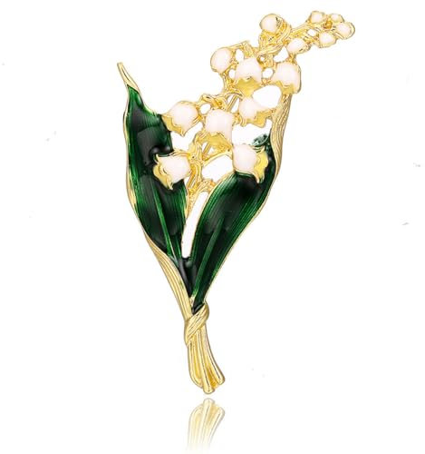 Alliage à la Mode émail Blanc Fleur Feuille Broche muguet Couleur Or Broche Broche Bijoux pour Femmes