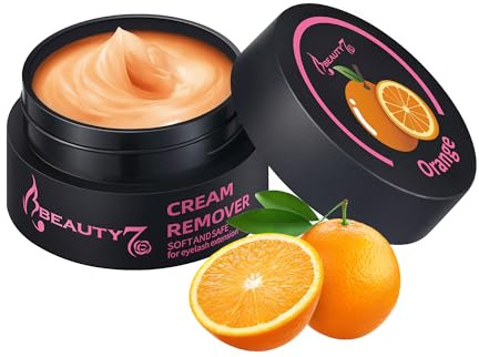 Beauty7 Eyelash Extension Glue Remover Cream Low Irritation and Fast Dissolution Eyelash Remover for Extensions Lash Remover Individual Eyelash Extension Cleanser Orange Flavor