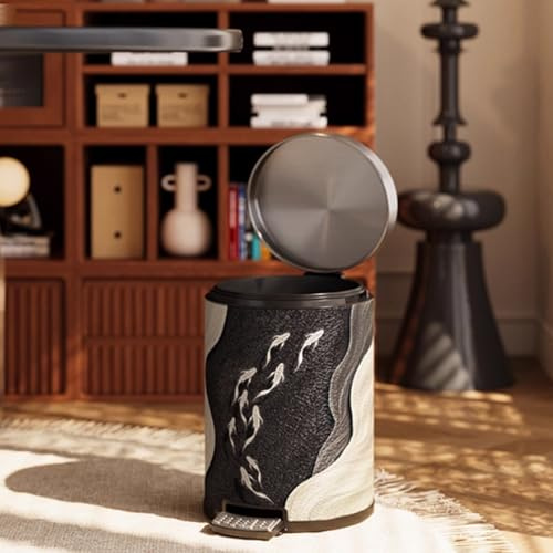 Tqoiozxa Poubelle de lumière Luxe Moderne à Fermeture Douce avec Couvercle,Haute Valeur Poubelle en Acier Inoxydable avec pédale et Seau intérieur pour Cuisine, Salle de Bain, Salon, Bureau(B,10L)