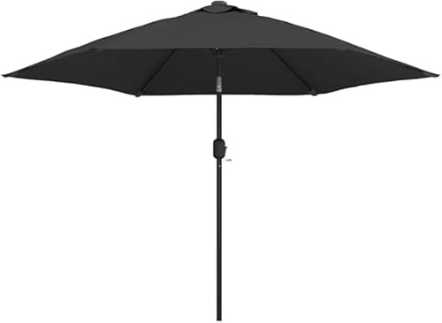 Parasol Déporté Extérieur, 300 cm Anthracite, Mât Métal 38 mm, 6 Baleines Acier, Toile Polyester Résistante UV,Parasol Terrasse, Parasol Balcon, Système à Manivelle, Inclinable, 300 x 222 cm