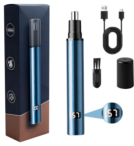 Tondeuse Nez, Coupe Poils Nez et Oreilles USB Rechargeable, LCD Écran, indolore oreille, Rasoir Nose pour Hommes et Femmes