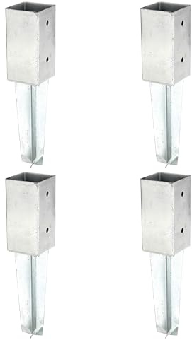 Alberts Lot de 4 douilles de sol - Pour poteaux en bois carré - À frapper - Galvanisé à chaud - 71 x 71 mm