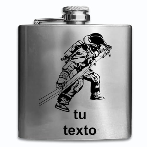 Petaca Personalizada Grabado diseños bombero de Acero Inoxidable - Graba Tu Nombre o Frase - 3 diseño para bomberos (170ml)