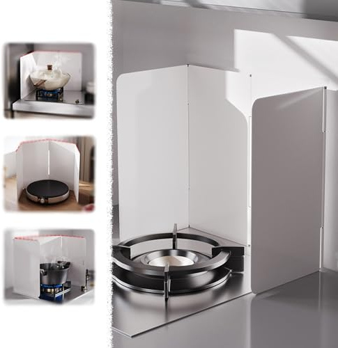 Copri Piano Cottura Paraspruzzi d'olio Pieghevole Flessibile a 4/6 Lati, Copertura Antischizzi per Fornelli a Gas per Camper/Roulotte/, Copri Fornelli Cucina a Gas(4 Sided)