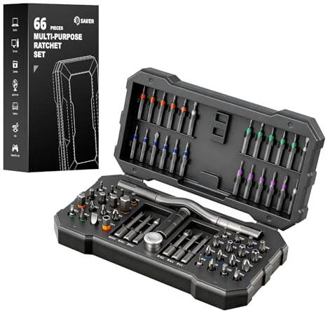 Saker 66-in-1 Magnetic Ratchet Screwdriver Set, Portable Multi-Bit Screwdriver Kit with Detachable Handle for Electronics, Computers, Furniture, Bicycle, DIY Repairs, Gifts