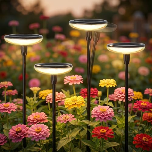 4 Stück Solarlampen für Außen Garten Solar Gartenleuchten Warmweiß Solarleuchten für Außen Super Hell Solar Solarlampen mit 36 Lumen IP65 Wasserdicht 1000 mAh für Gartendeko Terrasse Rasen Outdoor