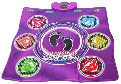 XUMIUZIY Dansmatta för 3 Till 12 år Gamla Barn, Trådlös Bluetooth Justerbar Volym Anti-slip Elektronisk Dansdyna med Ljus Upp 6 Knappar för Födelsedagspresent