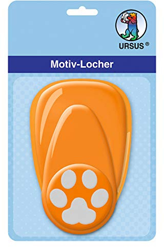 Ursus 19480056 Hole Punch with Lever, Medium, Paw, Approx. 25.4 mm, Orange