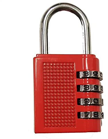 Dapetz ® 4-Digit Combination Padlock, Resettable Locker Padlock, Weatherproof Outdoor Combo Lock, Security Lock for School Gym Locker, Cabinet, Garage, Gate, Shed, Fence, Garage Door (Red)