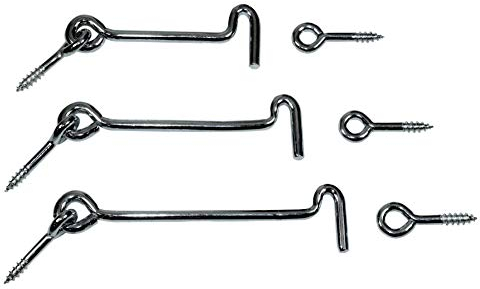 SN-TEC Sturmhaken/Lukenhaken/Überwurf extra stabil verzinkt mit Öse, Länge von 100 bis 140mm zur Auswahl (Mengen- und Längenauswahl möglich) (10, Länge: 140mm)