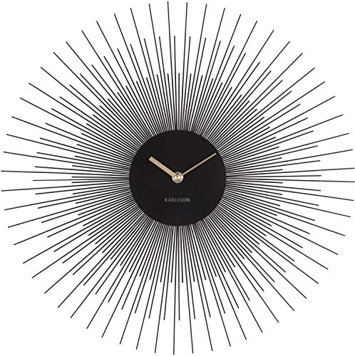 Karlsson Wanduhr Peony - Schwarz - Ø45cm - Rund - Stahl - Wanduhr Modern Wohnzimmer - Wanduhren