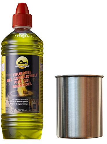 Moritz Starter Set 1 x 1000 ml Brenngel + 1x Edelstahldose 500 ml für Brenner Kamin Ofen Sicherheitsbrenner Brennpaste