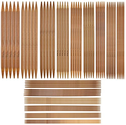 HQdeal 75 Stück Stricknadeln Bambus Set 15 Größen Doppelspitzig Handarbeit Stricknadeln für Anfänger und Profis, 2mm 2.25mm 2.75mm 3.25mm 3.5mm 3.75mm 4mm 4.5mm 5mm 5.5mm 6mm 6.5mm 8mm 9mm 10mm